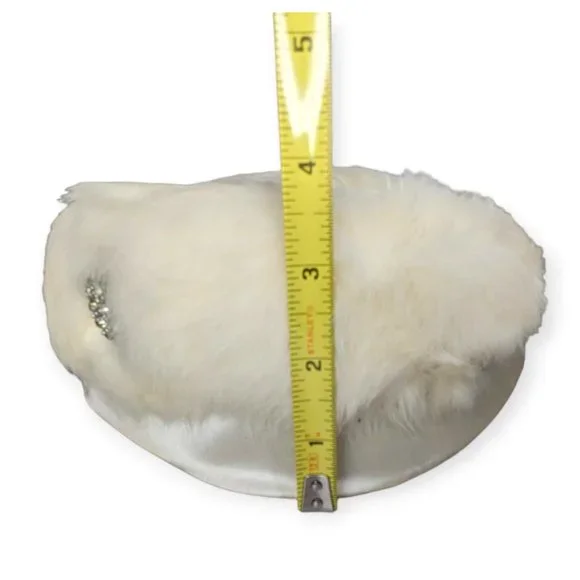 Vintage Ivory Rabbit Fur Pill Box Hat with Rhinestone Accent - Picture 12 of 12